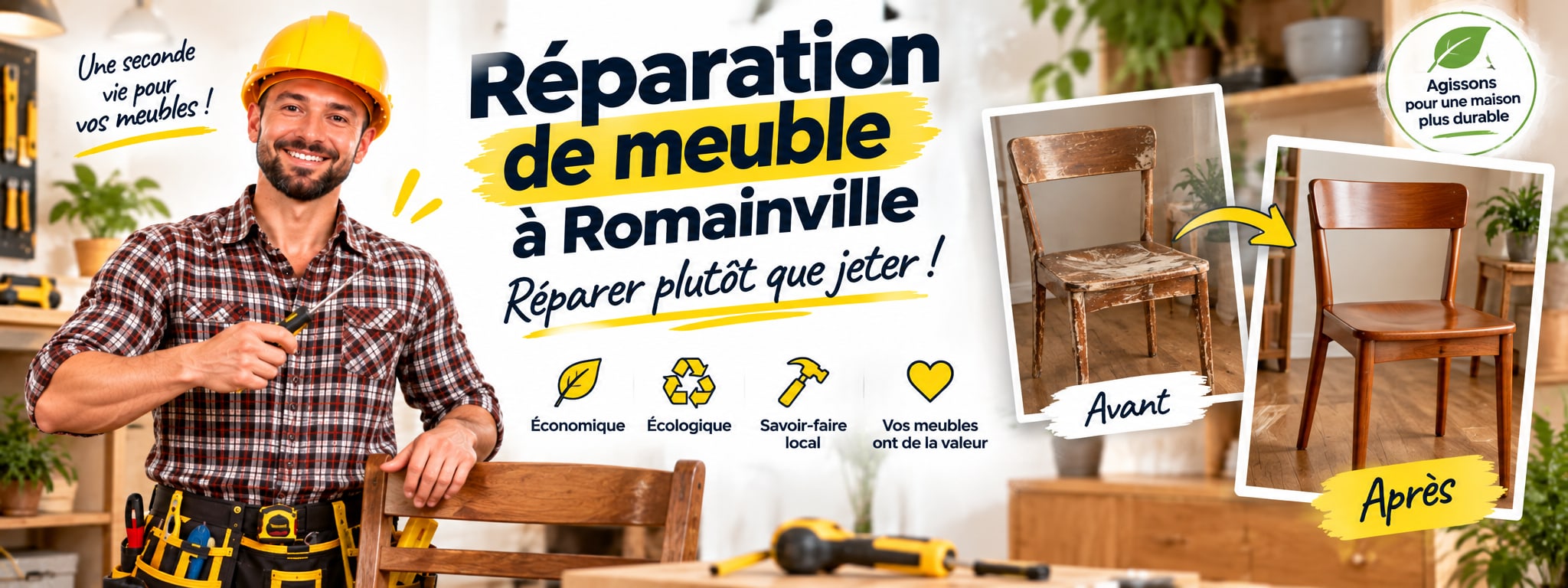 Réparation de meuble à Romainville : réparer plutôt que jeter. Restauration d’une commode en bois.